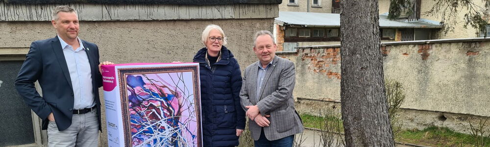 mit einer von Künstlern gestalteten Husse verhüllter Netzverteilerkasten in Seifersdorf